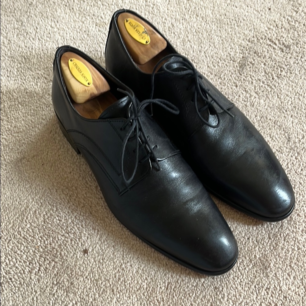 Black leather derby